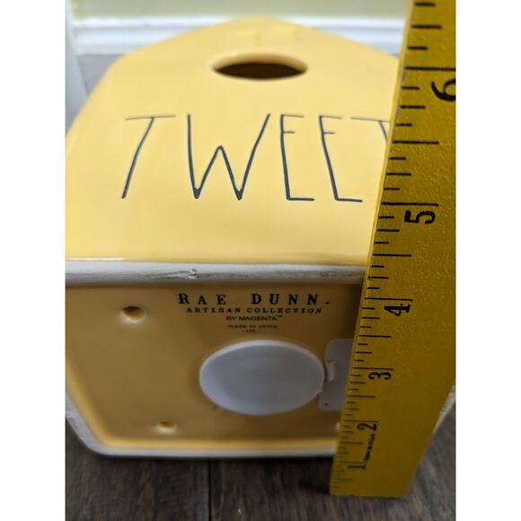 New Rae Dunn "Tweet" Yellow Birdhouse Artisan Collection Magenta House Shaped - Picture 4 of 4